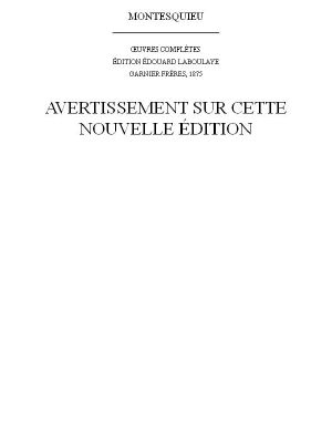 [Oeuvres complètes 05] • Avertissement Sur Cette Nouvelle Édition T. I